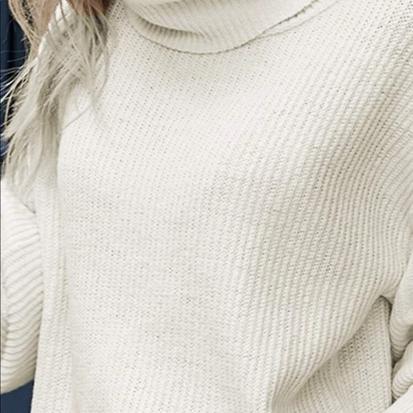 Rib knit turtleneck sweater button dusty pink - Picture 5 of 8